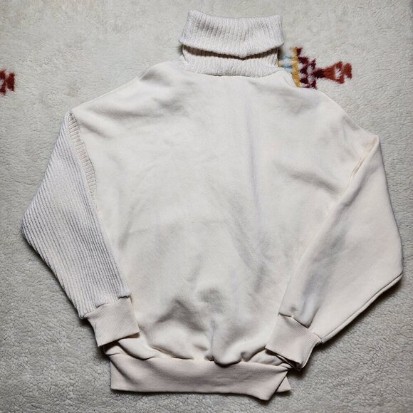 MNG Mango Knit Sweater White Cotton Long Sleeve Turtleneck Oversized Pullover - Picture 4 of 8